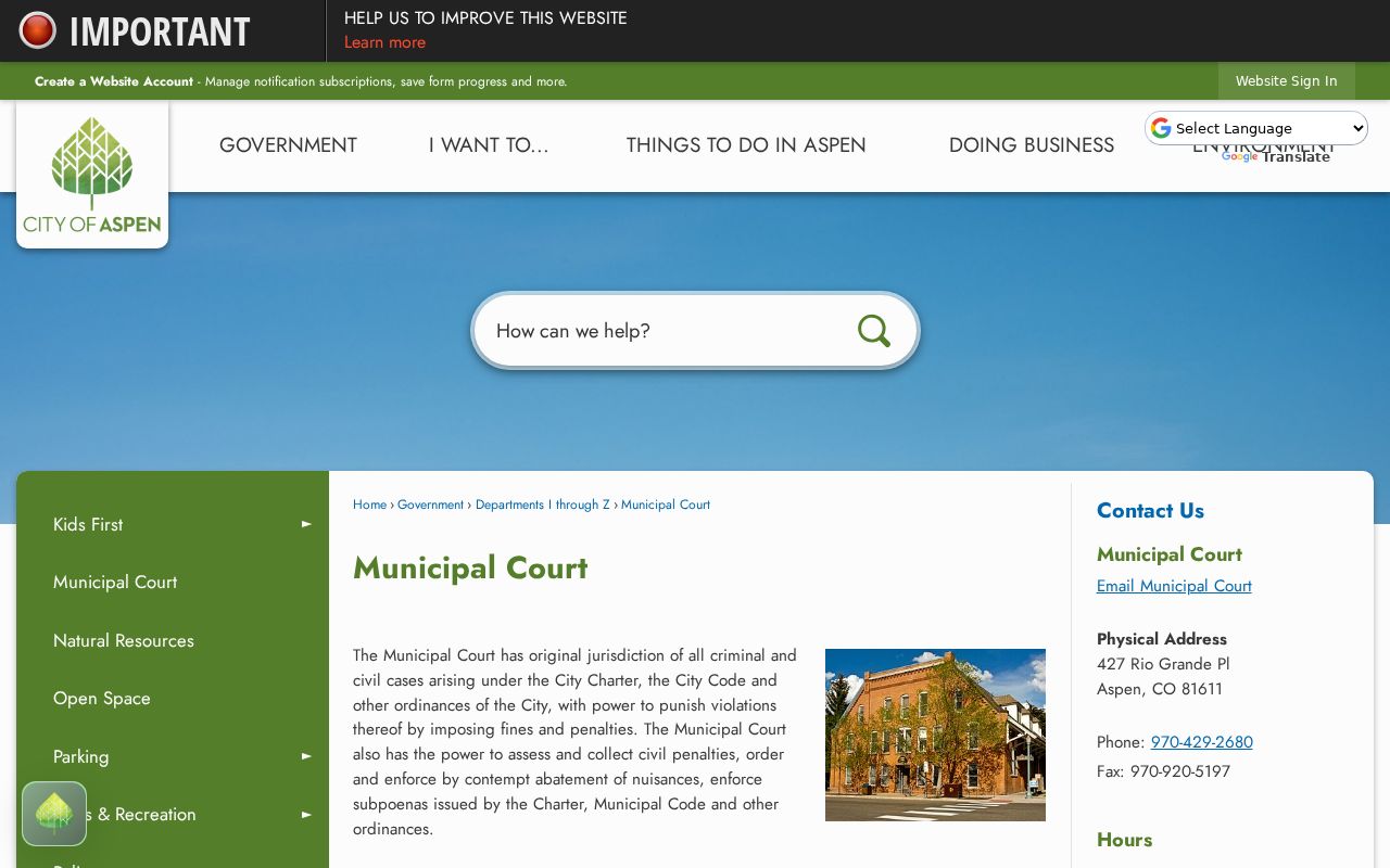 Aspen municipal court docket in Pitkin County
