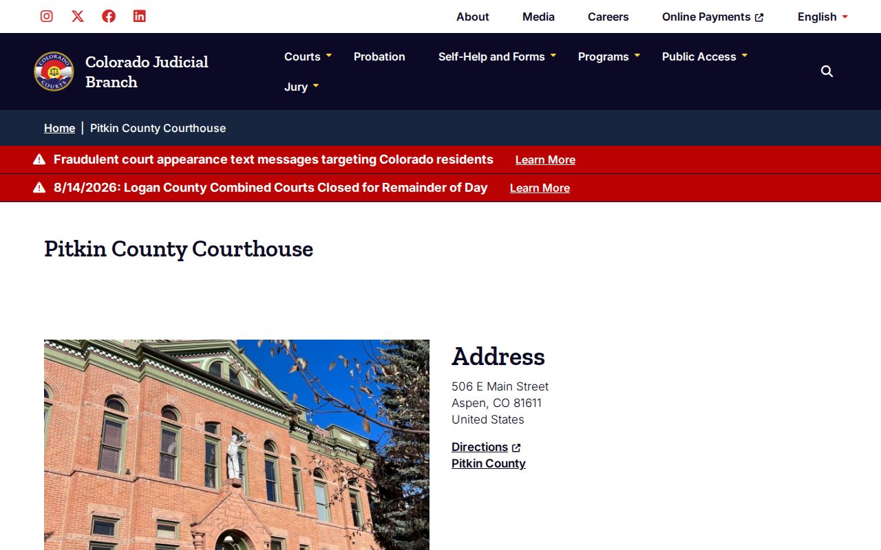 Pitkin County courthouse and court docket clerk contact