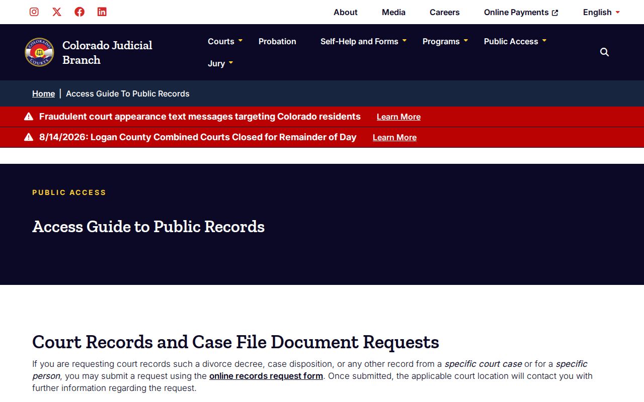 Pitkin County court record access guide and docket channels
