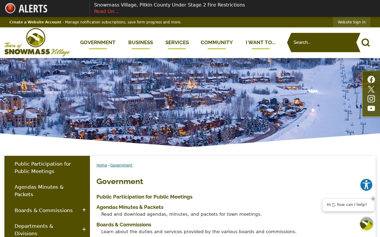 Snowmass Village government and public record portal directory for court record routing